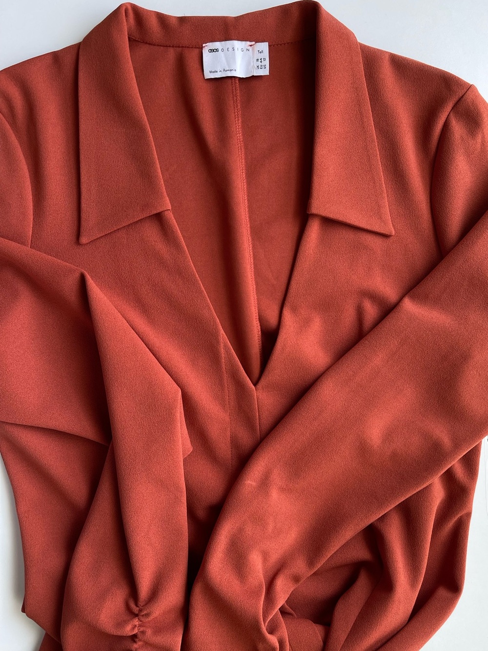 ASOS Rust-Red Collared Wrap dress